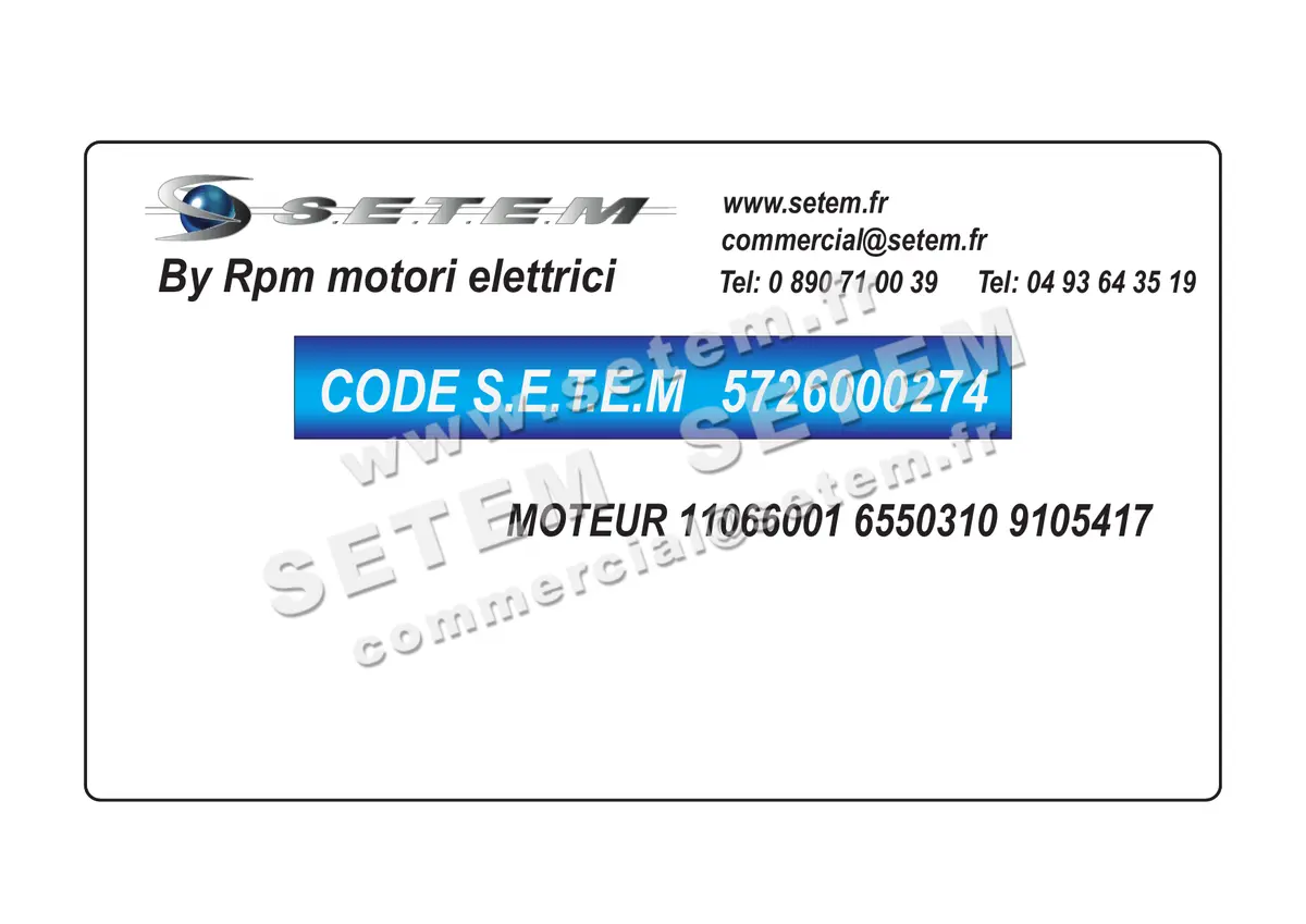 5726000274-MOTEUR RPM 11066001 "6550310" "9105417" 4