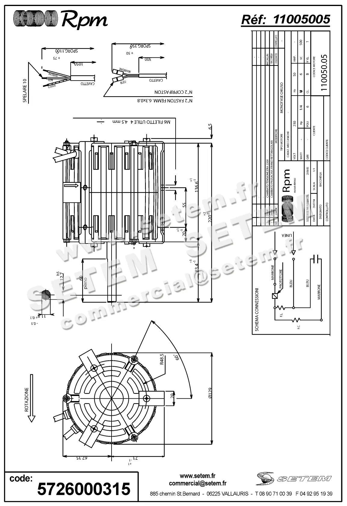 5726000315-MOTEUR RPM 11005005 "PB022749" 2