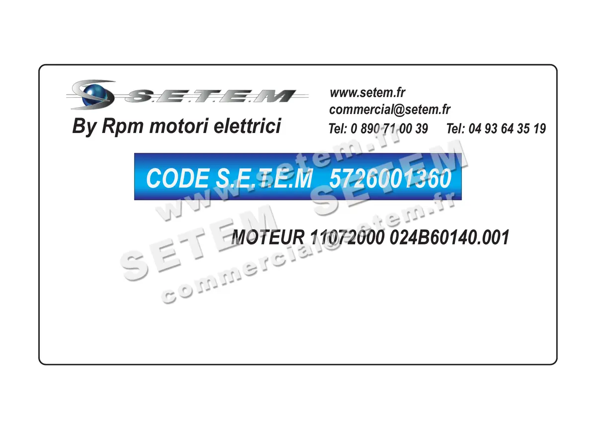 5726001360-MOTEUR RPM 11072000 "024B60140.001" 4
