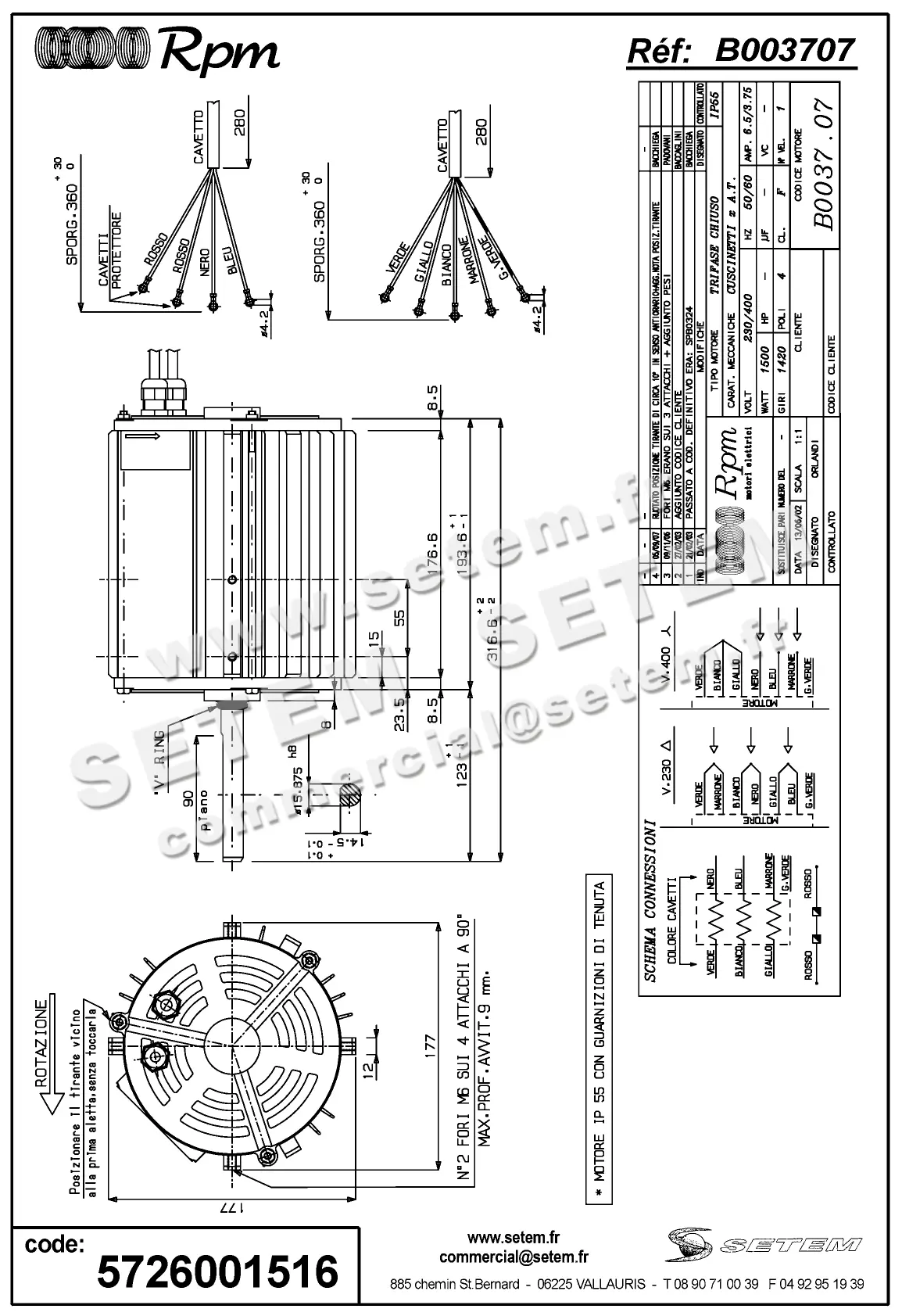 5726001516-MOTEUR RPM B003707