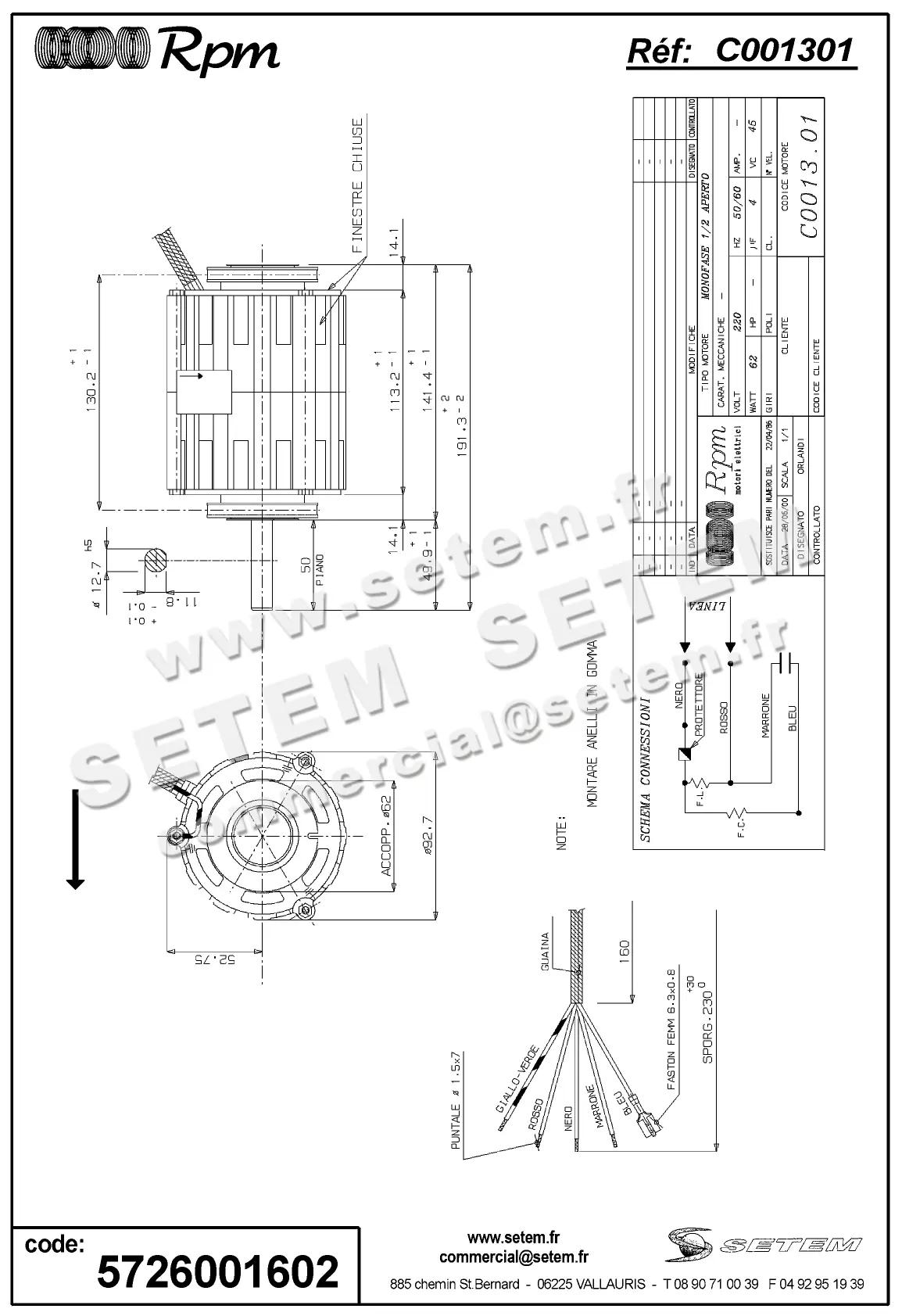 5726001602-MOTEUR RPM C001301 "891500"