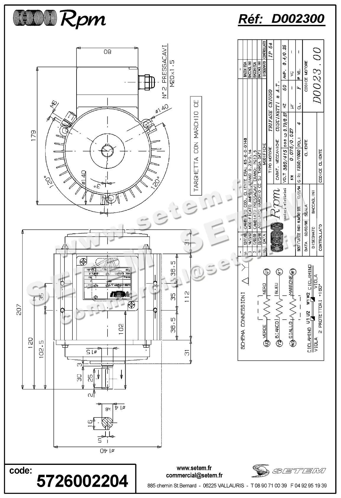 5726002204-MOTEUR RPM D002300 "LH25" 2