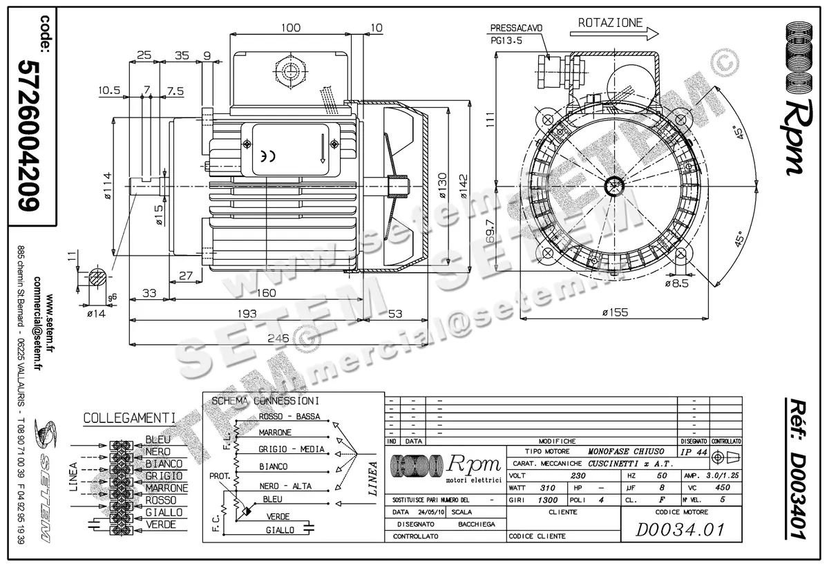 5726004209-MOTEUR RPM D003401 "3052054" 2