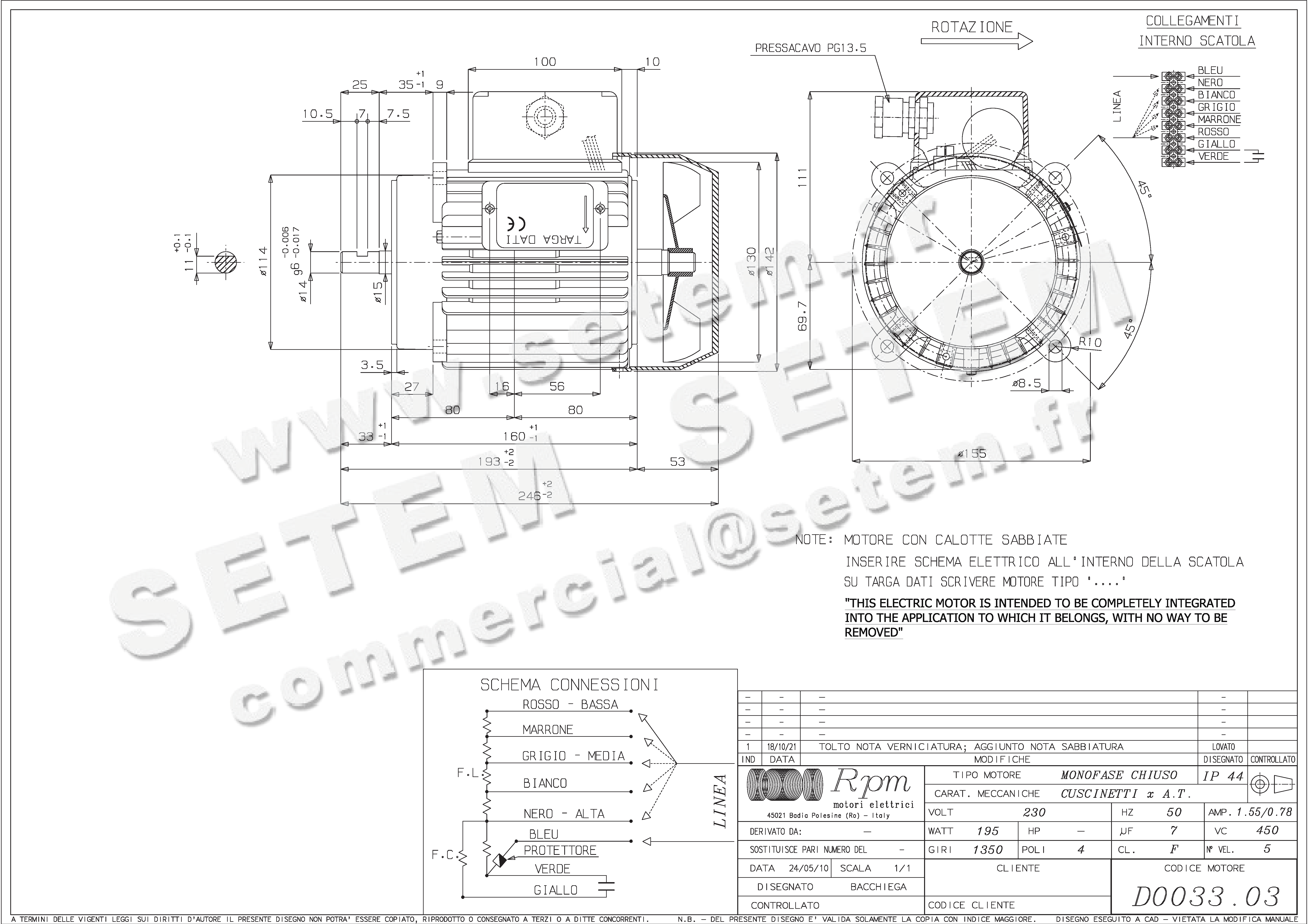 5726004998-MOTEUR RPM D003303 "3052053"