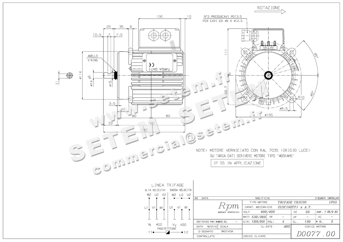 5726007700-MOTEUR RPM D007700 46SKAH5 "3055034"