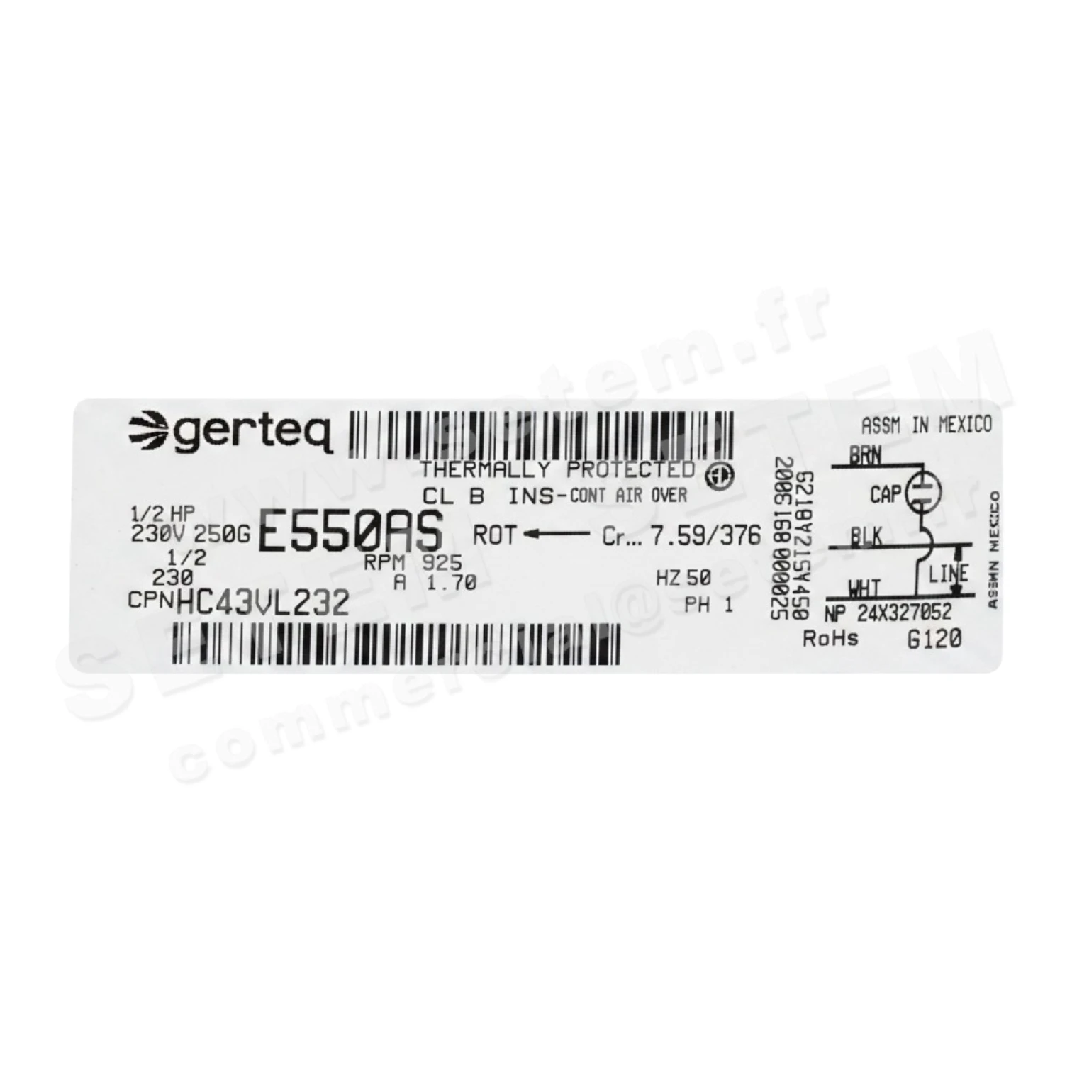 MOTEUR 5KCP39GGE550AS "HC43VL232"