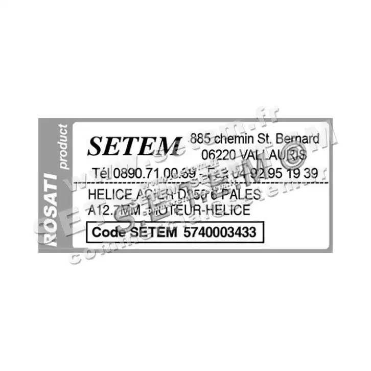 5740003433-HELICE ACIER 6PALES D350MM A 12.7MM MOTEUR ROSATI -HELICE 3