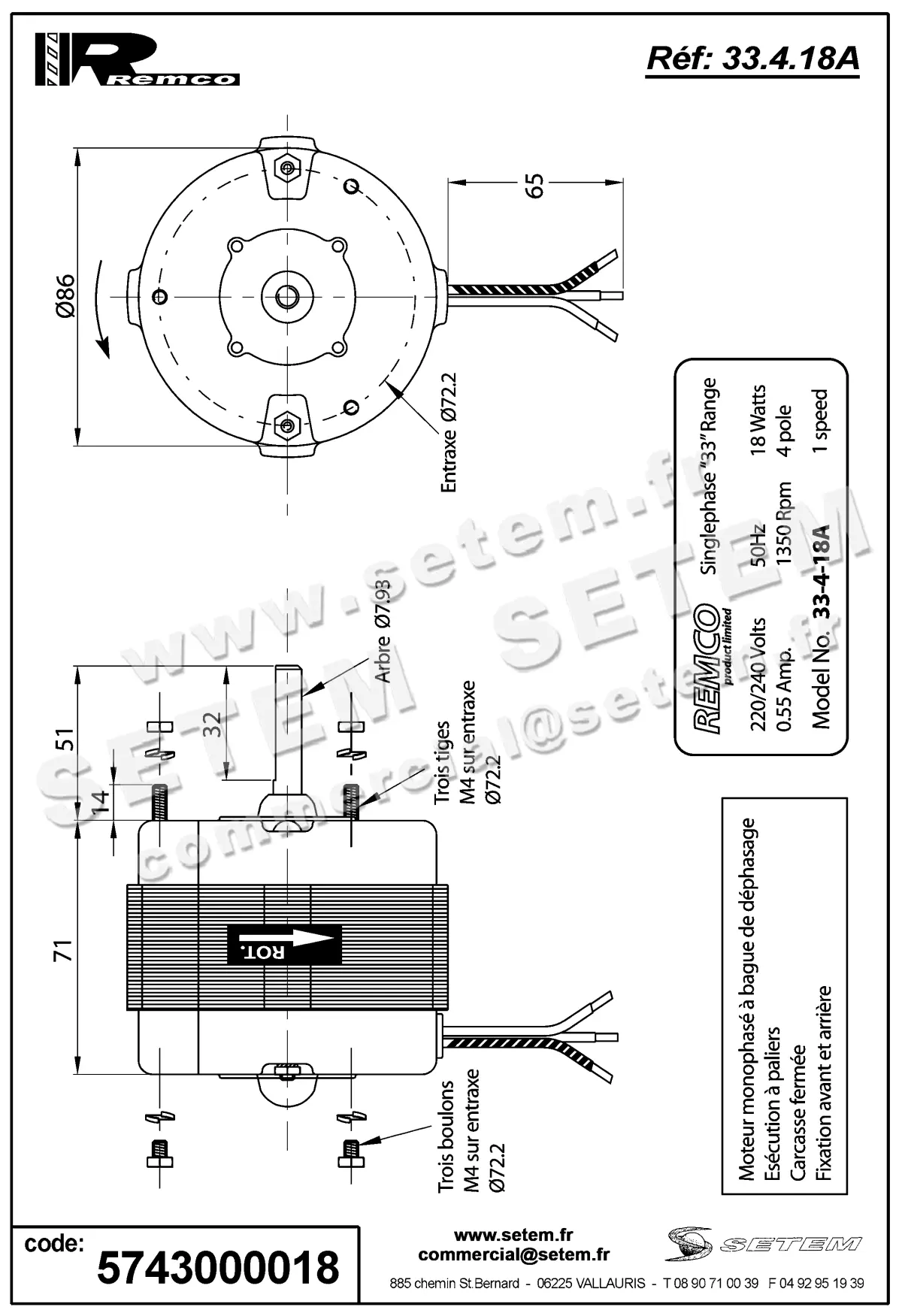 5743000018-MOTEUR REMCO 33-4-8A AA2P7227K 3