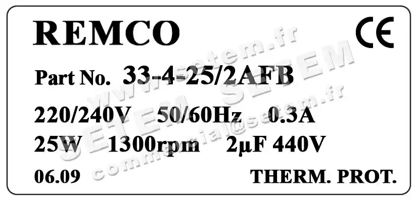 5743000033-MOTEUR REMCO 33.4.25/2AFB AF2H6697K 2