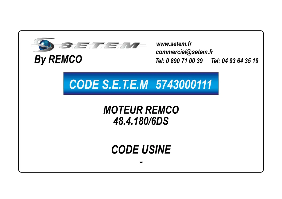 5743000111-MOTEUR REMCO 48.4.180/6DS