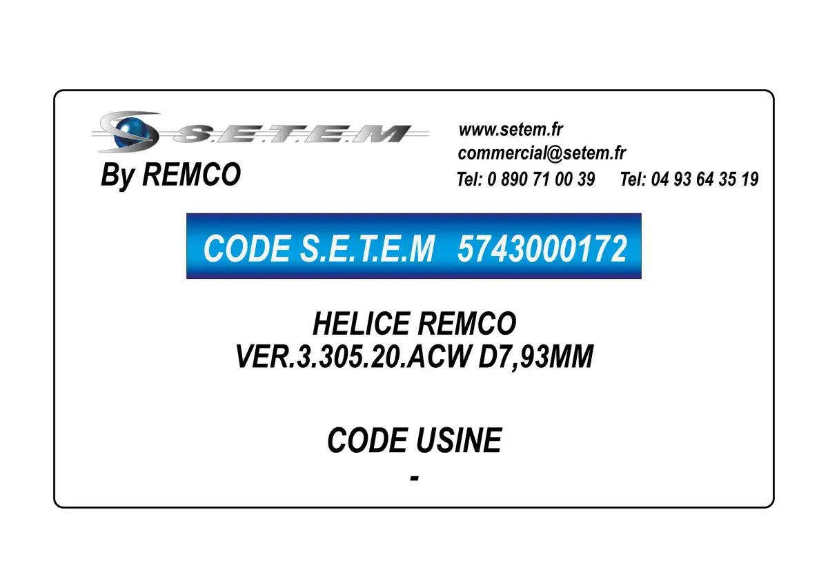 5743000172-HELICE VER.3.305.20.ACW D7,93MM REMCO