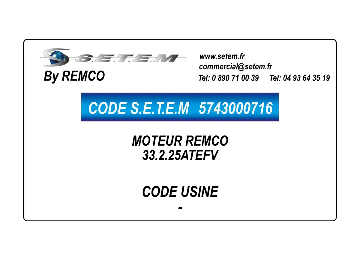 5743000716-MOTEUR REMCO 33.2.25ATEFV