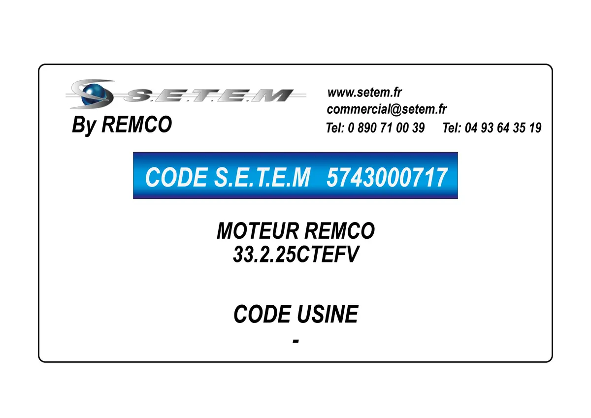 5743000717-MOTEUR REMCO 33.2.25CTEFV