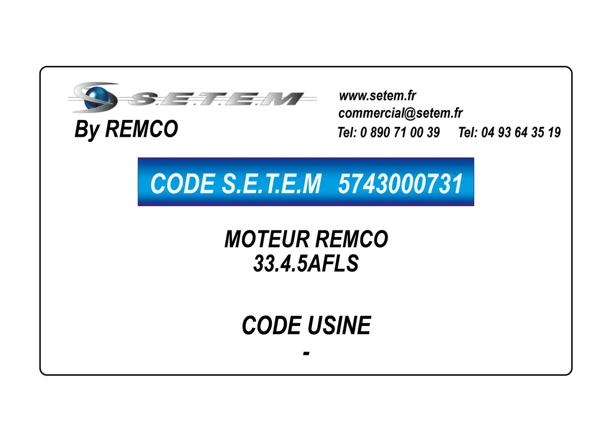 5743000731-MOTEUR REMCO 33.4.5AFLS