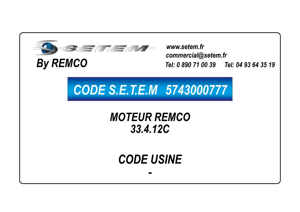 5743000777-MOTEUR REMCO 33.4.12C
