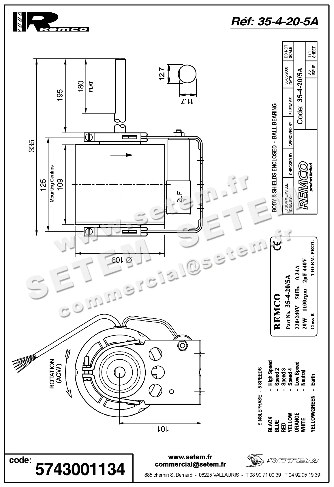 5743001134-MOTEUR REMCO 35.4.20/5A 2