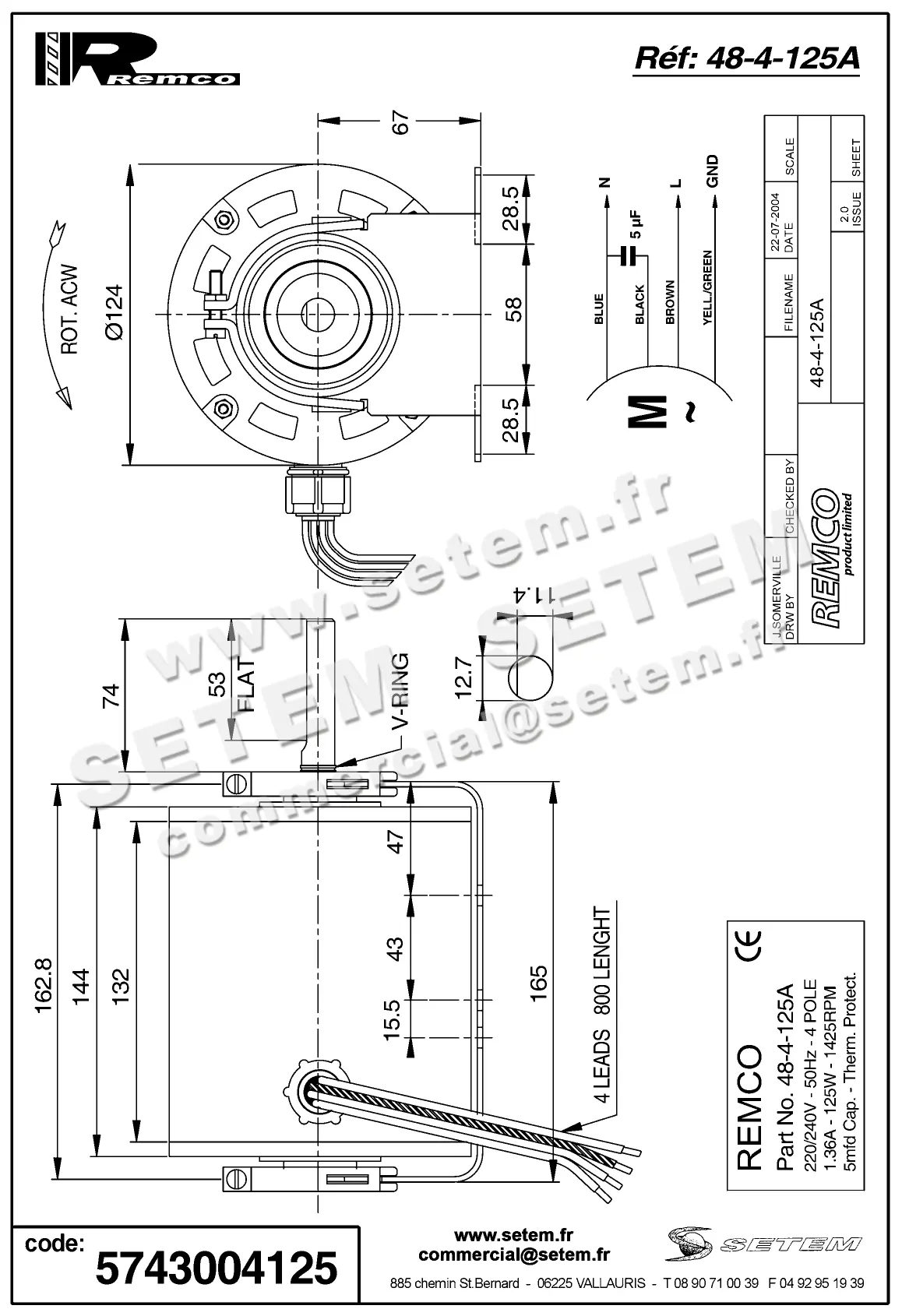 5743004125-MOTEUR REMCO 48.4.125A 2