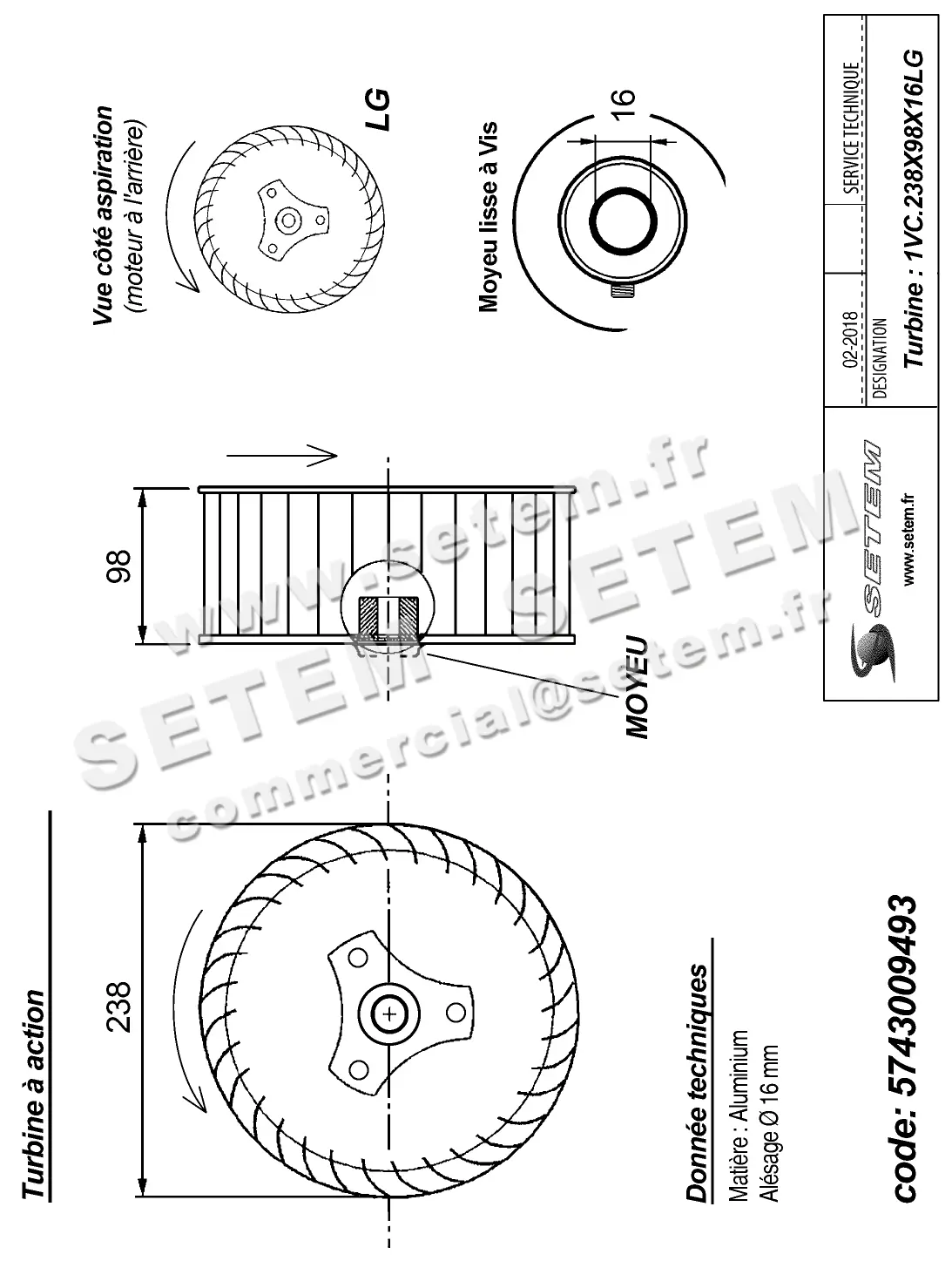5743009493-TURBINE REMCO 1VC.238X98X16LG ALU VIS