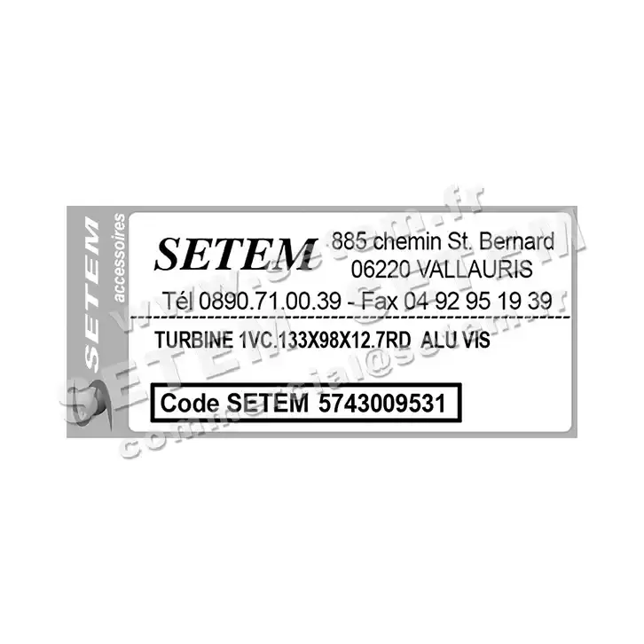 5743009531-TURBINE REMCO 1VC.133X98X12.7RD ALU VIS 3