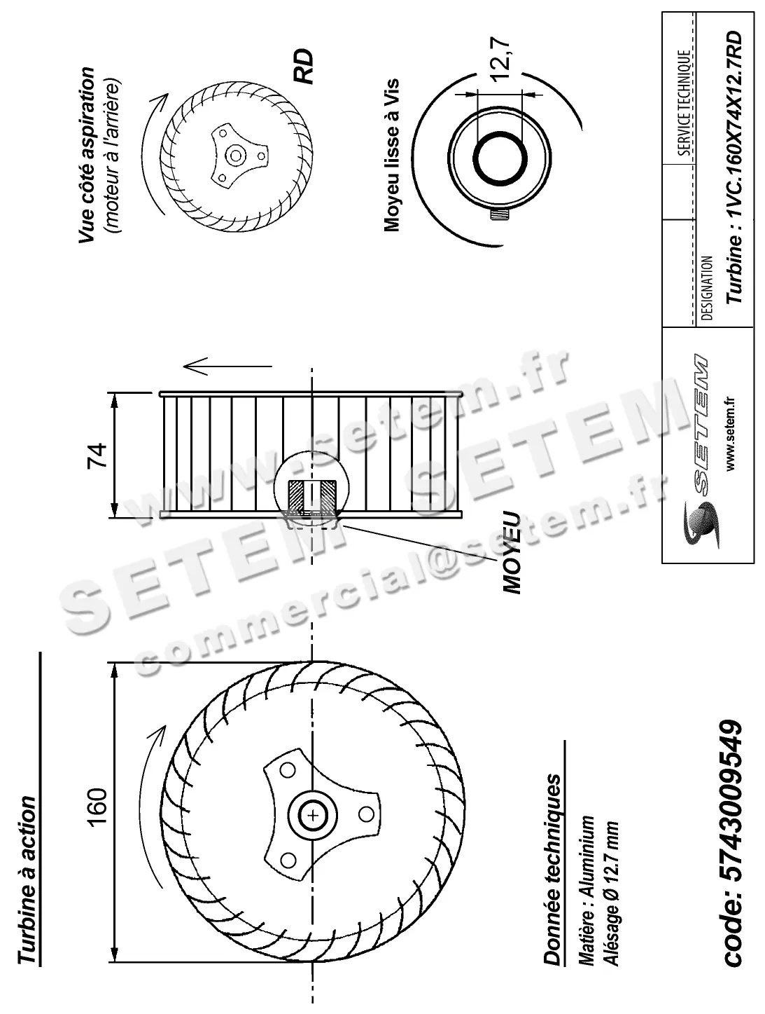 5743009549-TURBINE REMCO 1VC.160X74X12.7RD ALU VIS 2