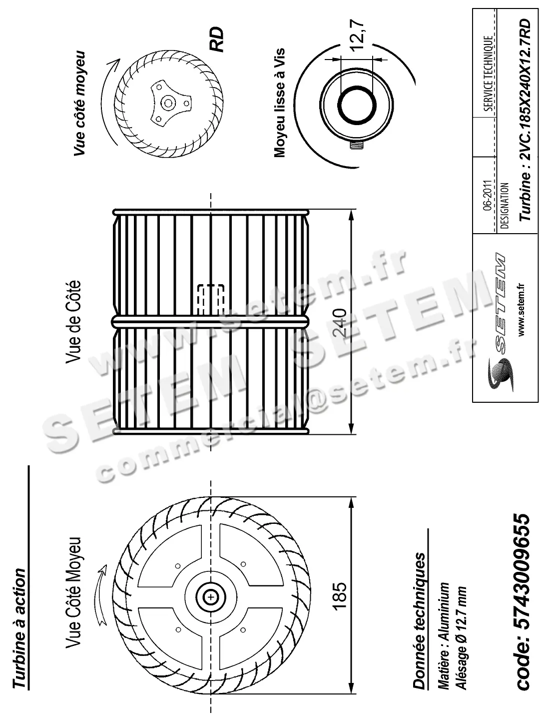 5743009655-TURBINE REMCO 2VC.185X240X12.7RD ALU VIS 2