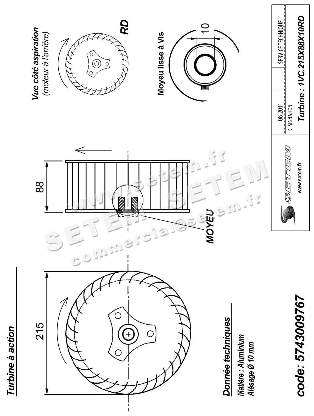 5743009767-TURBINE REMCO 1VC.215X88X10RD ALU VIS 2