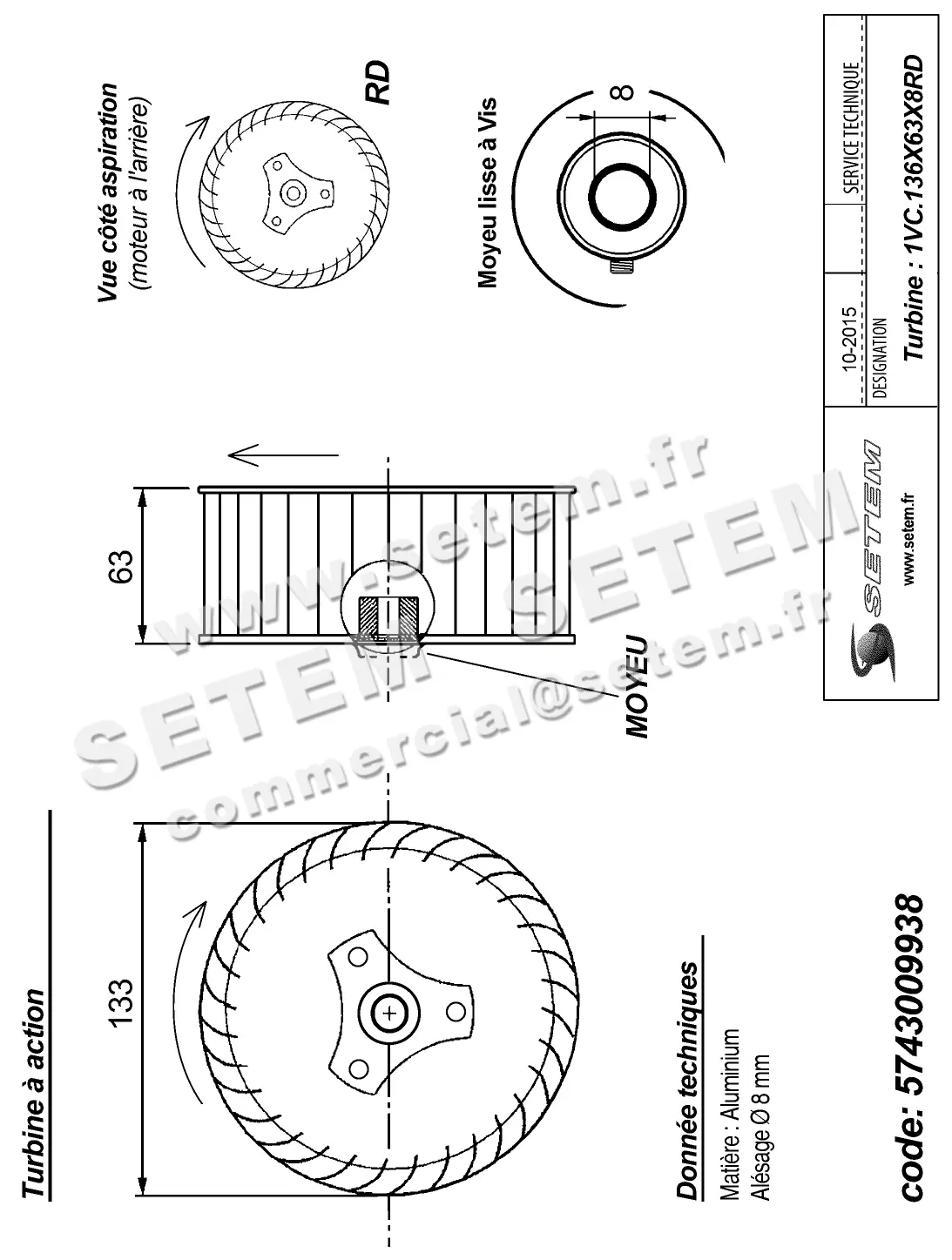 5743009938-TURBINE REMCO 1VC.133X63X8RD ALU VIS 2