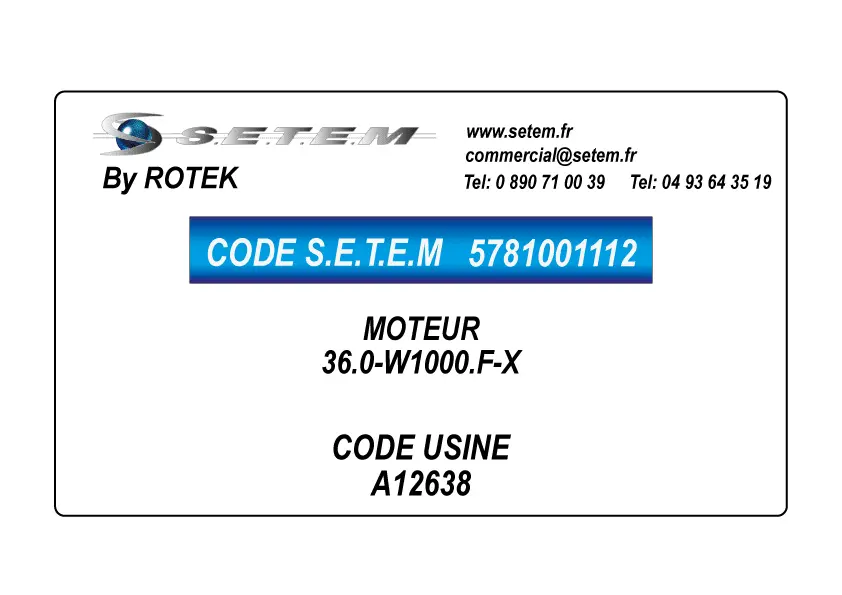 5781001112-MOTEUR ROTEK 36.0-W1000.F-X *A12638* 2