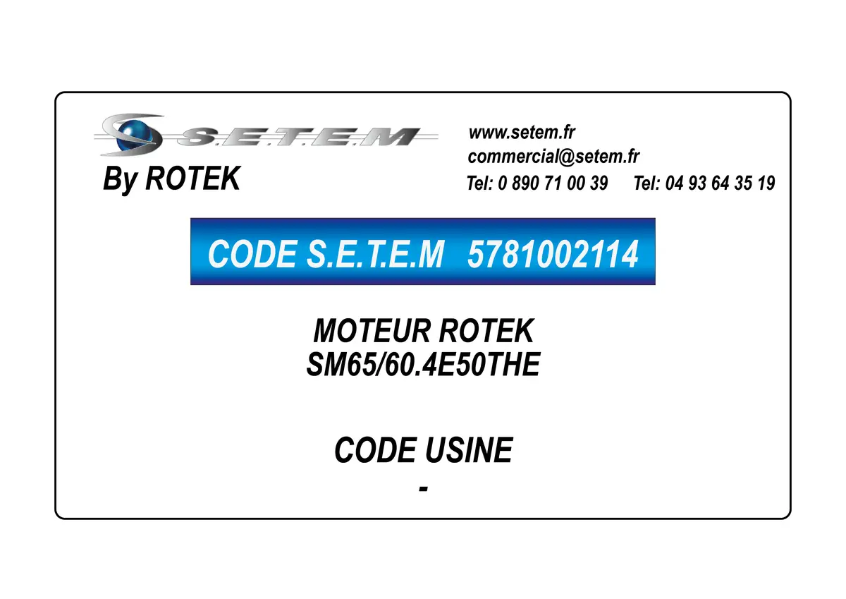 5781002114-MOTEUR ROTEK SM65/60.4E50THE