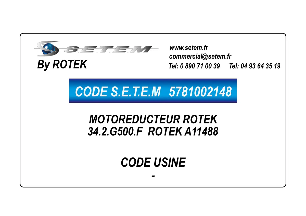 5781002148-MOTOREDUCTEUR 34.2.G500.F ROTEK A11488  