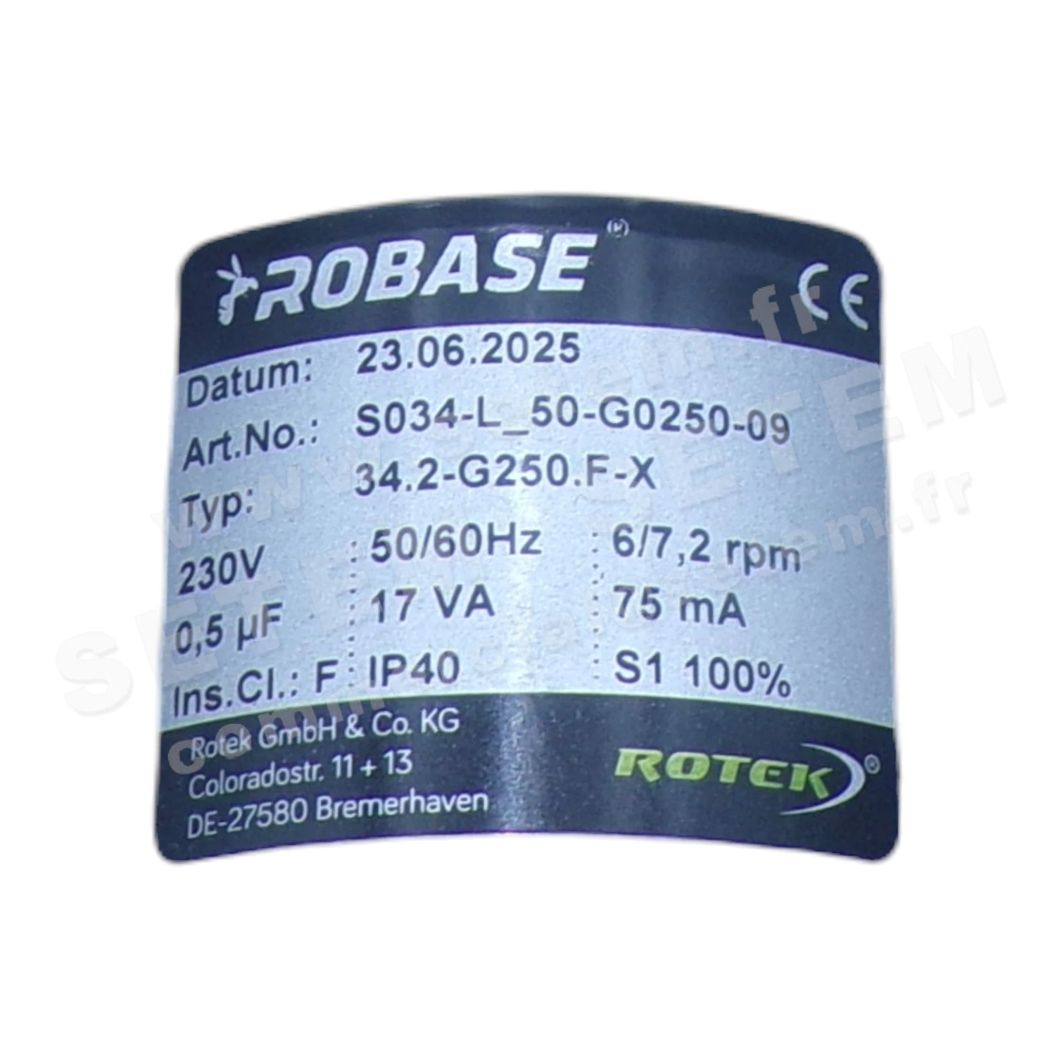 5781002365-MOTOREDUCTEUR ROTEK 34.2-G250.F-X *S034-L_50-G0250-09* 2