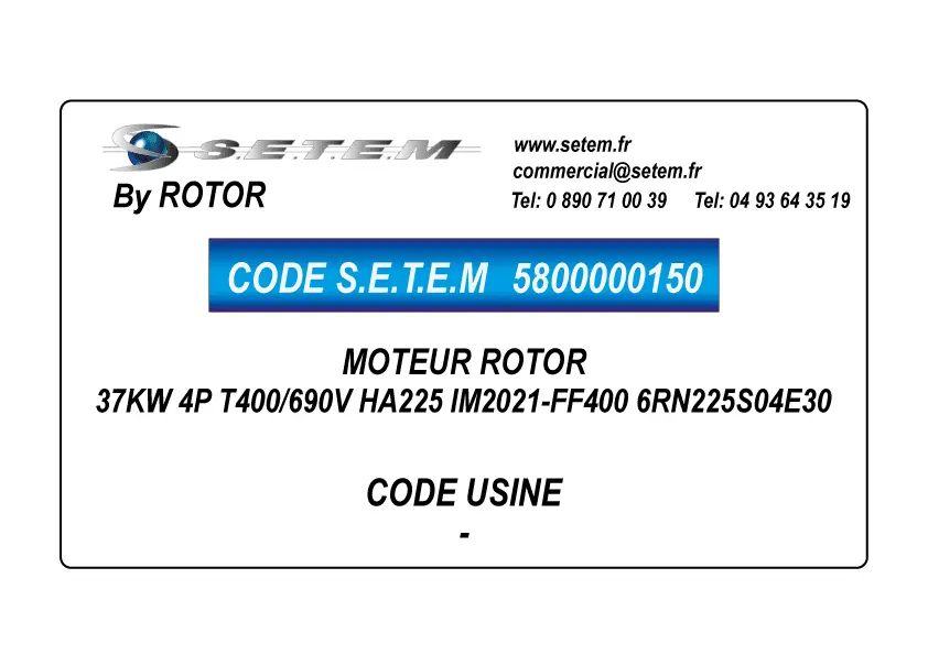 5800000150-MOTEUR ROTOR 37KW 4P T400/690V HA225 IM2021-FF400 6RN225S04E30