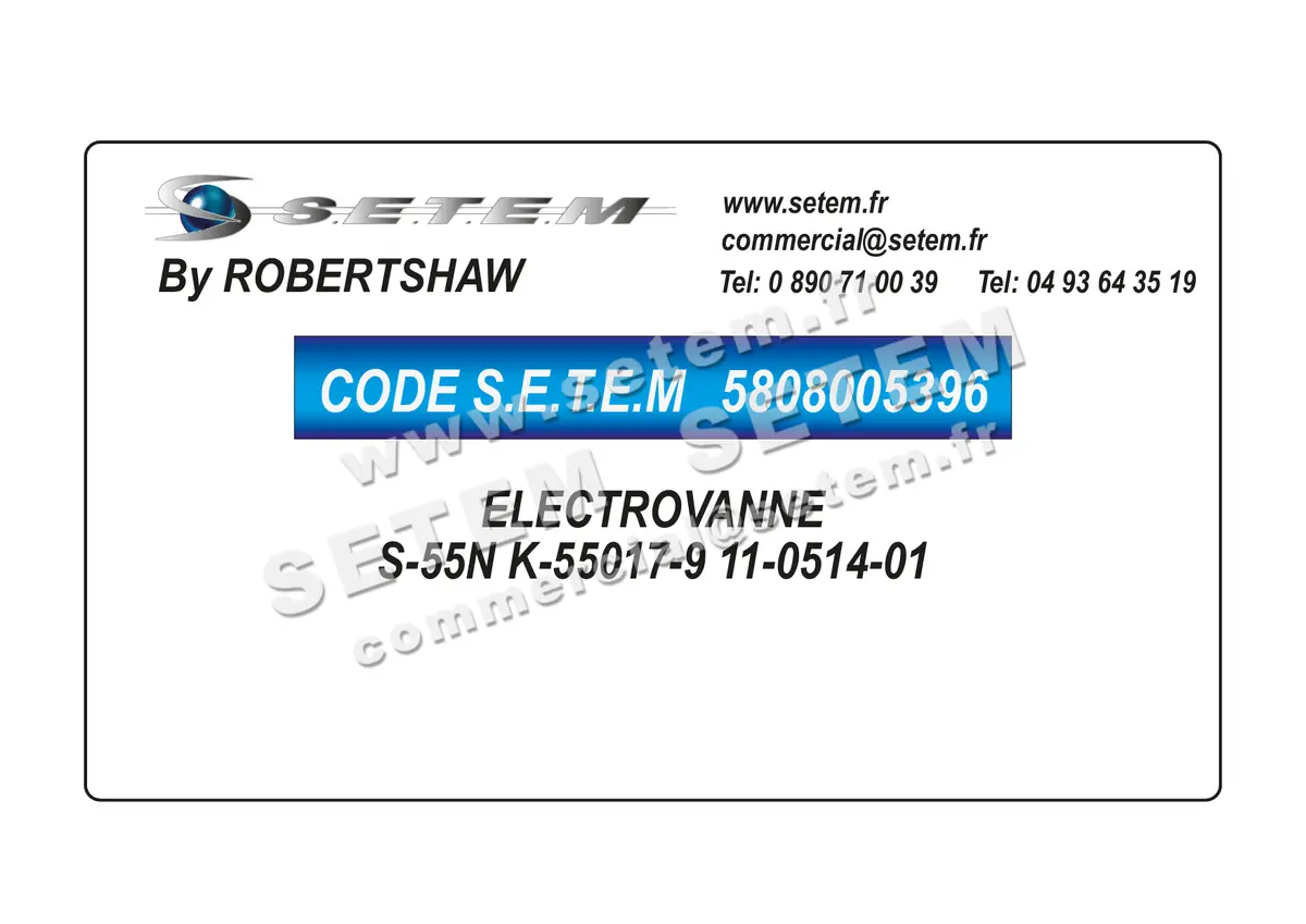 5808005396-ELECTROVANNE ROBERTSHAW S-55N K-55017-9 11-0514-01 5