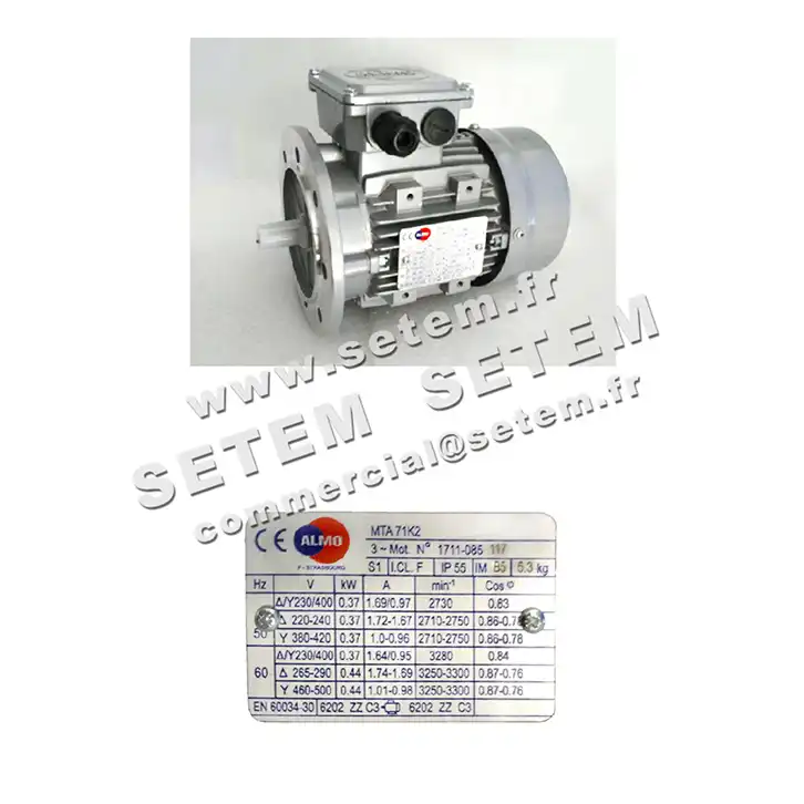 6006000031-MOTEUR ALMO 0.37KW 2P T230/400V HA71 B5