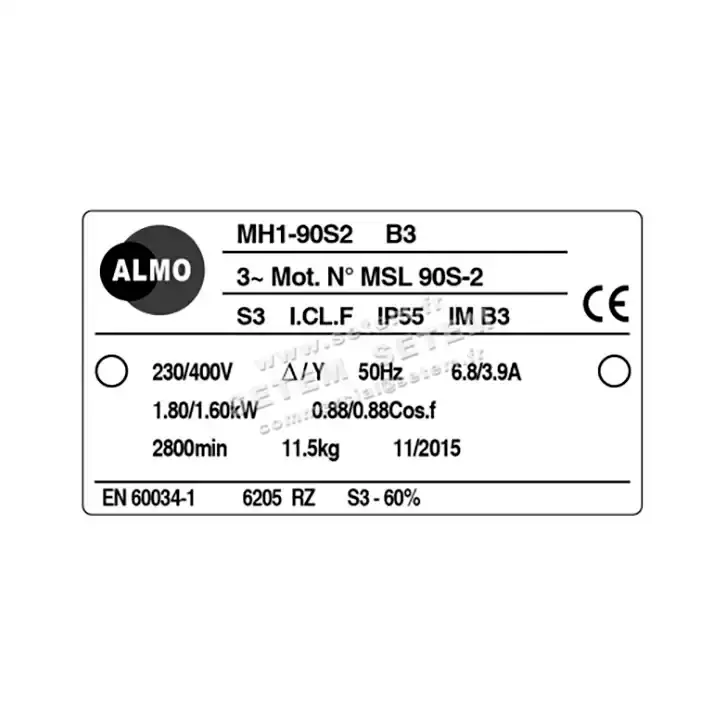 6006000085-MOTEUR ALMO 1.80KW 2P T230/400V HA90 B3 2