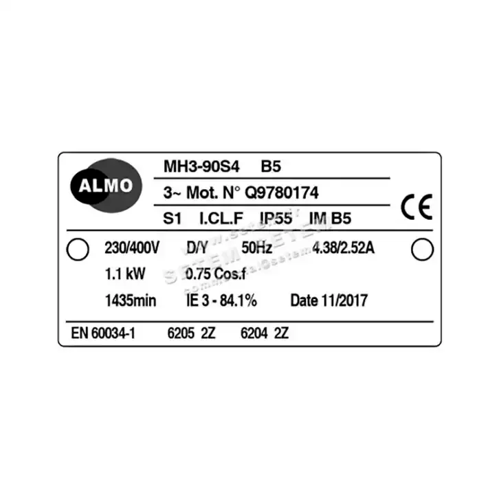 6006001081-MOTEUR ALMO 1.10KW 4P T230/400V HA90 B5 MH3.90S4 4