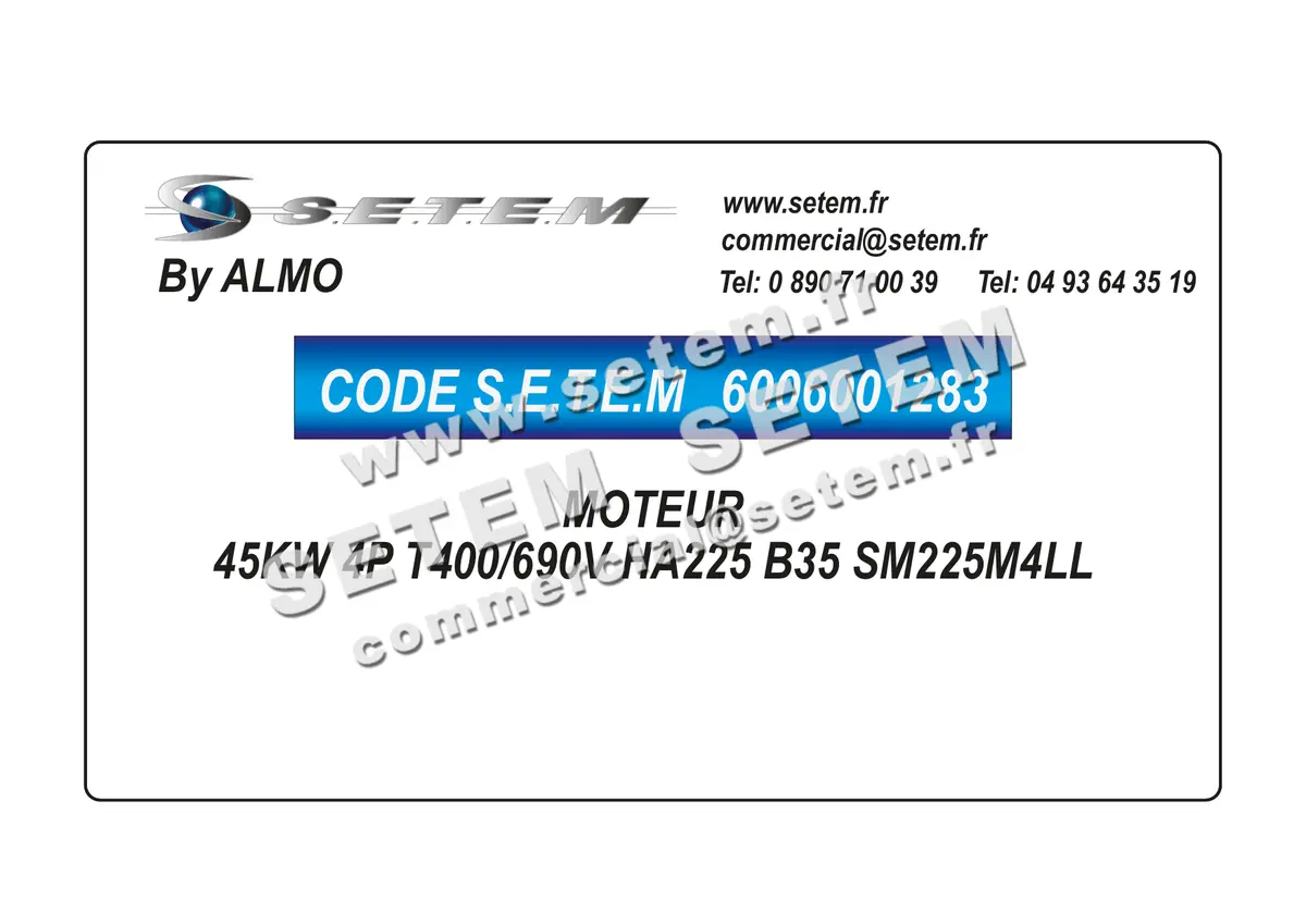 6006001283-MOTEUR ALMO 45KW 4P T400/690V HA225 B35 SM225M4LL