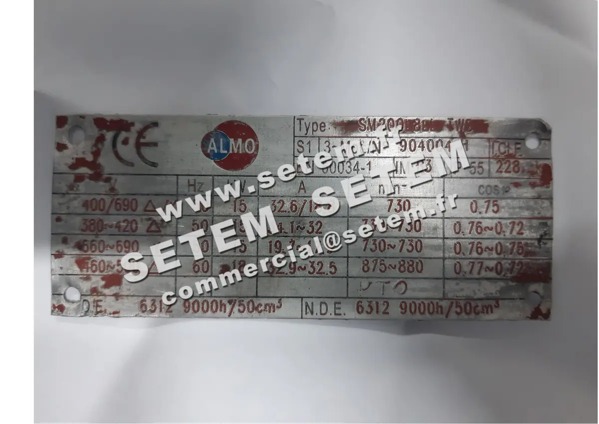 6006003200-MOTEUR ALMO 15KW 8P T400/690V HA200 B3 SM200L8LL