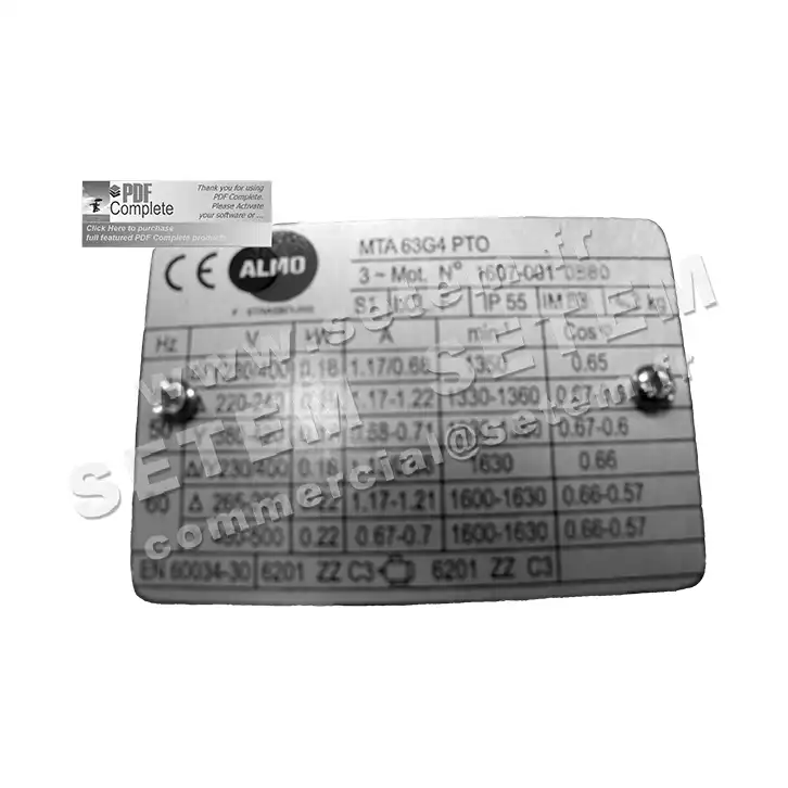 6006004020-MOTEUR ALMO 0.18KW 4P T230/400V HA63 B3 MTA63G4 3