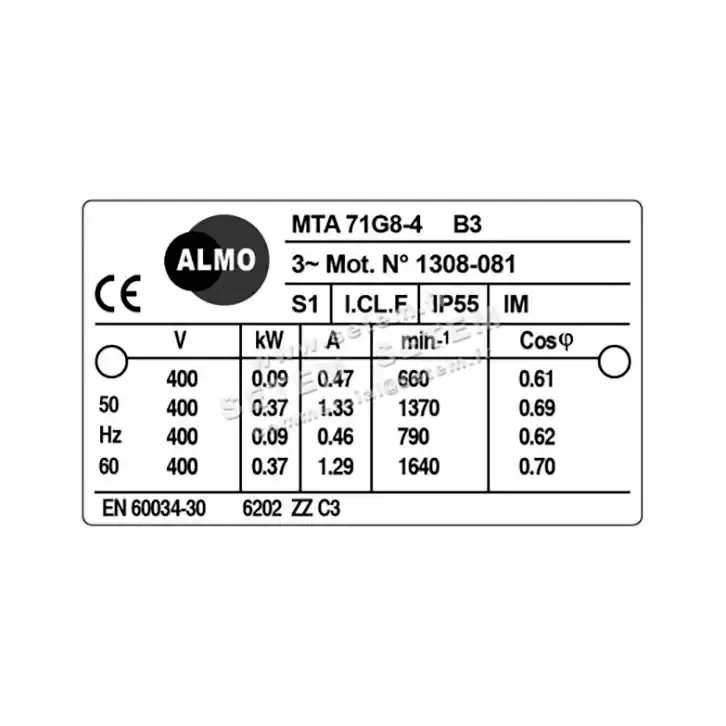 6006004521-MOTEUR ALMO MTA 71G8-4 B3 S1 I.CL.F IP55 IM 2