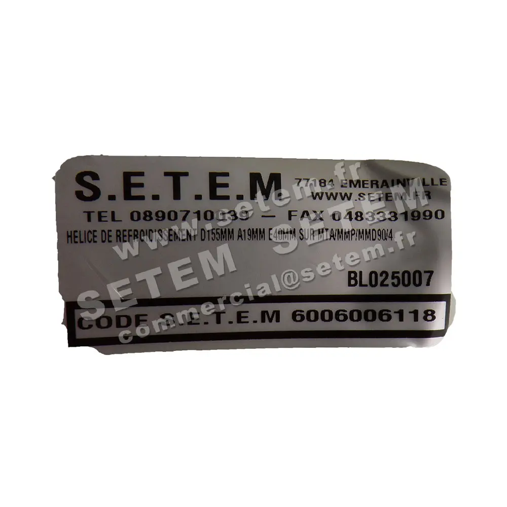 HELICE DE REFROIDISSEMENT D155MM A19MM E40MM SUR MTA/MMP/MMD90/4 7