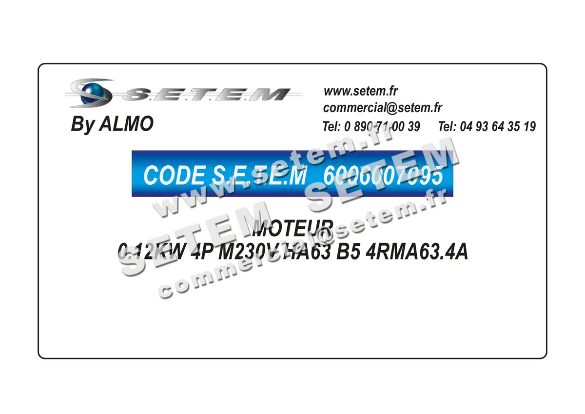 6006007095-MOTEUR ALMO 0.12KW 4P M230V HA63 B5 4RMA63.4A 6