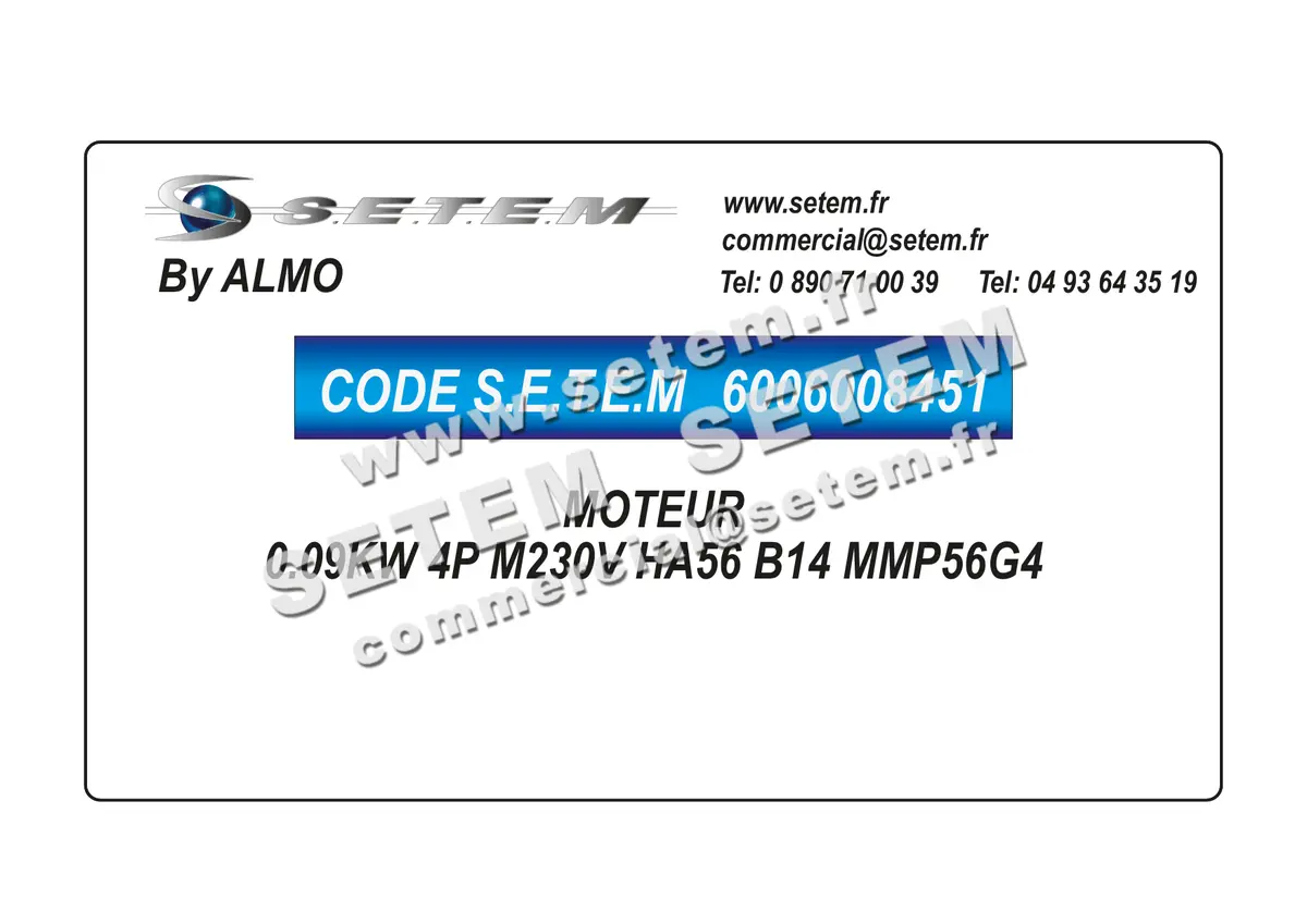 6006008451-MOTEUR ALMO 0.09KW 4P M230V HA56 B14 MMP56G4