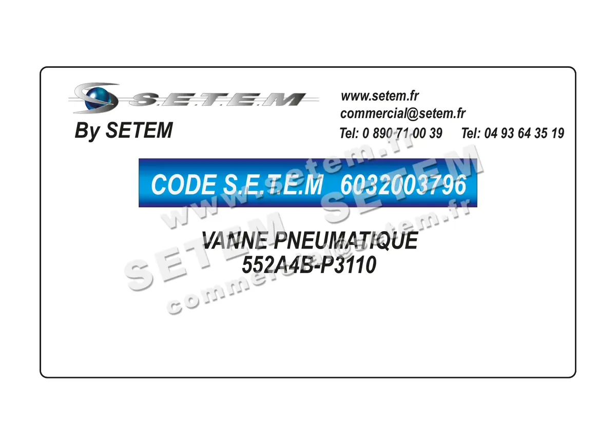 6032003796-VANNE PNEUMATIQUE 552A4B-P3110 SETEM