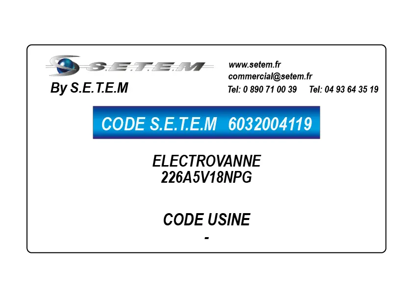 6032004119-ELECTROVANNE SETEM 226A5V18NPG