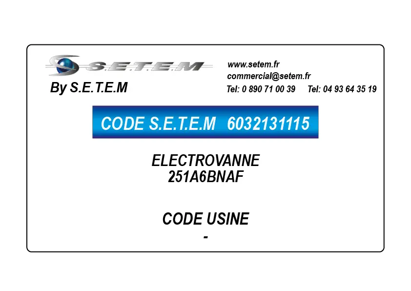 6032131115-ELECTROVANNE SETEM 251A6BNAF