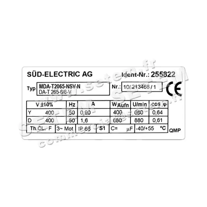 6111000004-MOTEUR SUDELECTRI MDA.T2065.NSV.N DA.T.265.6/6.V *255822* 2