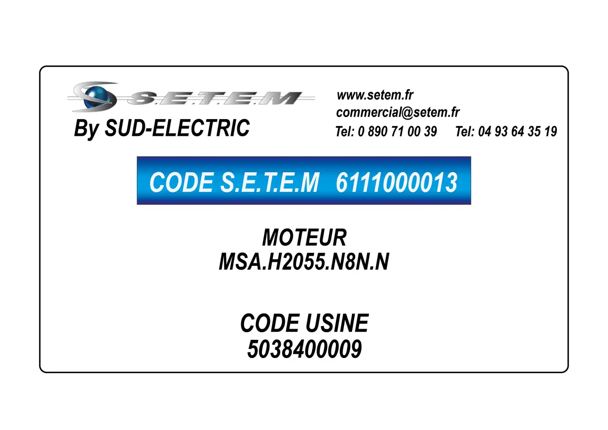 6111000013-MOTEUR SUDELECTRI MSA.H2055.N8N.N *5038400009*