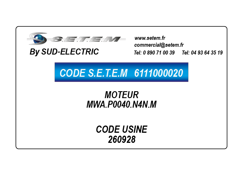 6111000020-MOTEUR SUDELECTRI MWA.P0040.N4N.M *260928*