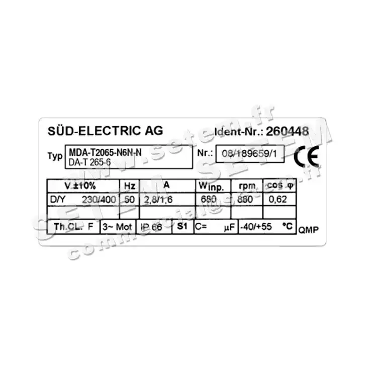 6111000030-MOTEUR SUDELECTRI MDA.T2065.N6N.N DA.T265.6 *260448* 2